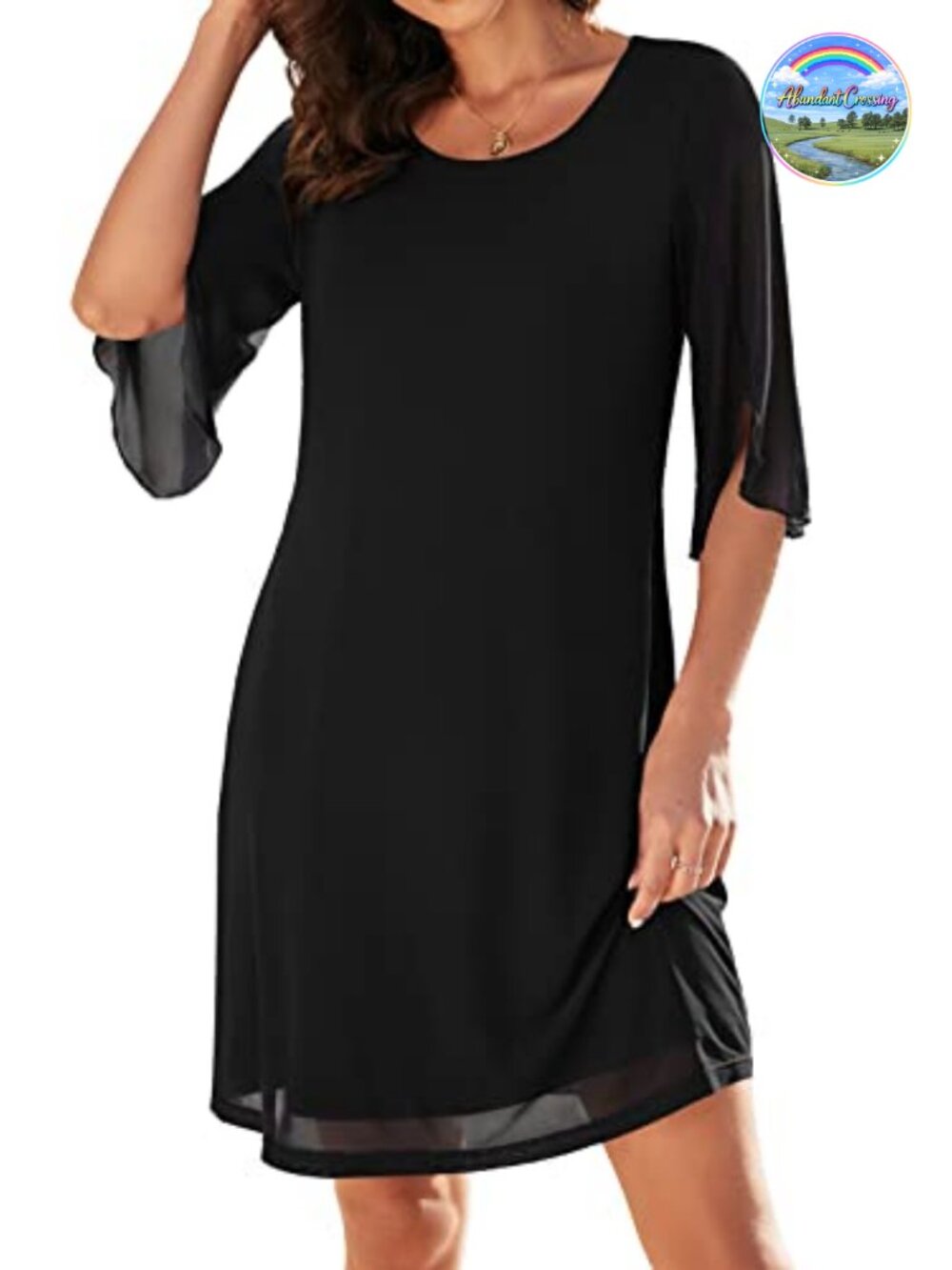 Women's 3/4 Sleeve Midi Cocktail Wedding Guest Dress Polyester Spandex